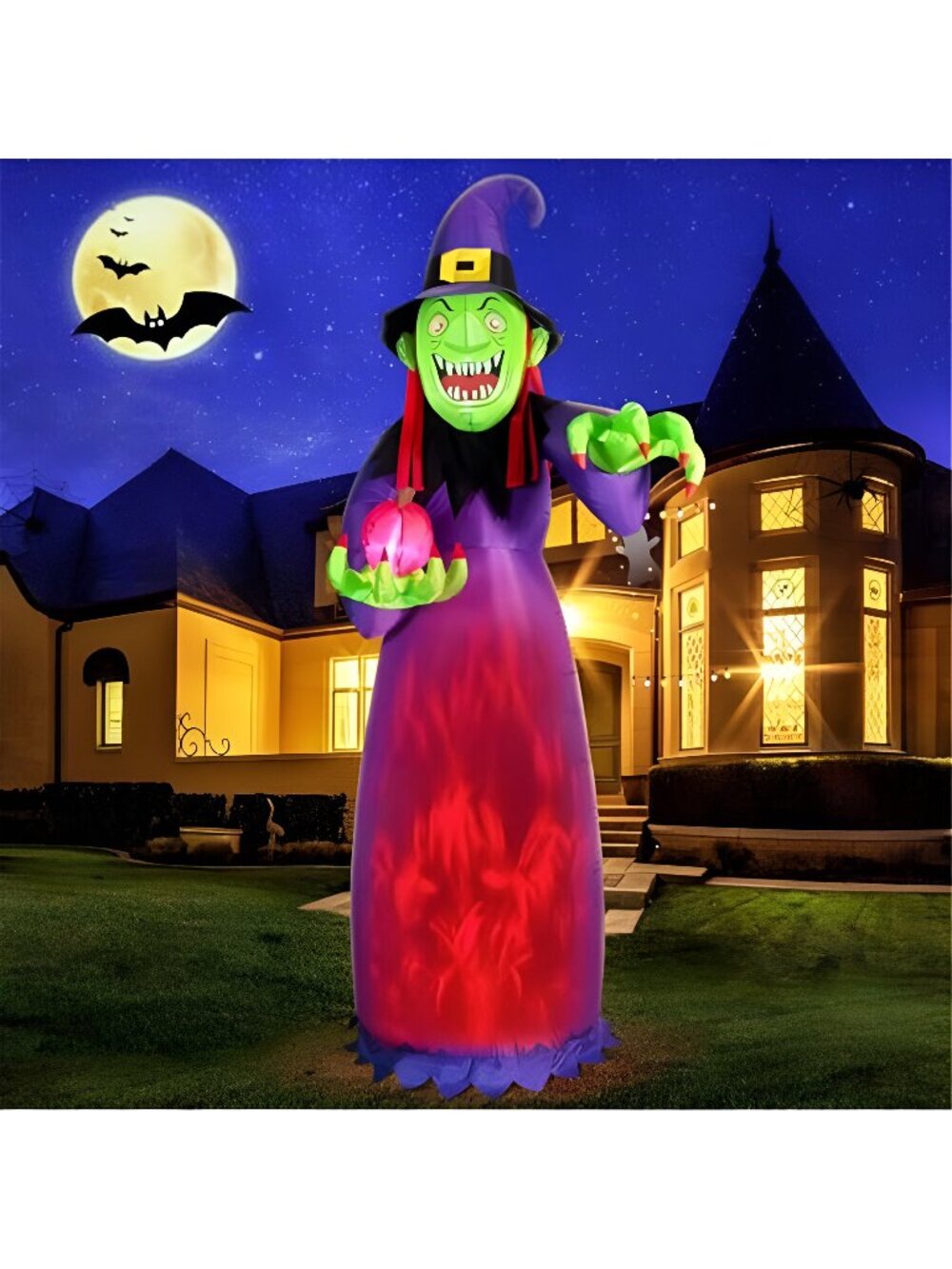 Halloween Inflatable Witch Decoration 6 Styles with LED Lights Indoor/Outdoor -G